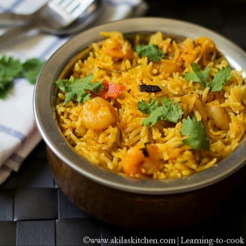 Prawn Biryani using coconut milk | Prawn Recipes - Learning-to-cook